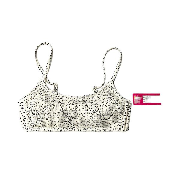 Target Xhilaration Dalmatian Print Smocked Bandeau Bikini Swim Top Sz Small NWT - Picture 2 of 8